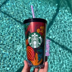 Starbucks 2022 Summer Iridescent Mirrored Tropical Floral Tumbler